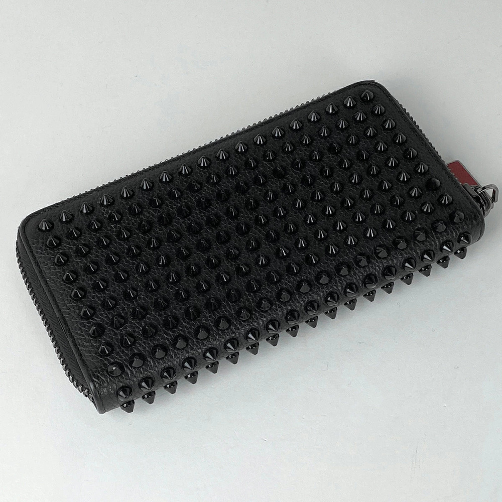 Christian Louboutin Long Round Panettone Wallet Leather Studded Zip Black